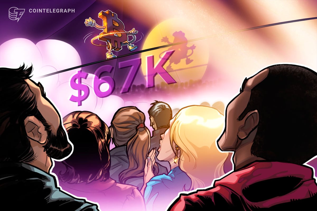 Bitcoin turi 67 000 USD, nes Wintermute Flags nuotaikos skiriasi